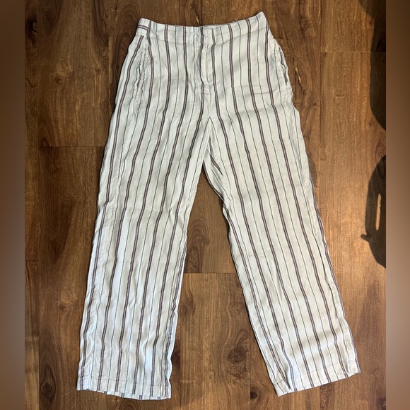 NIC+ZOE Pants - NIC+ZOE Linen Blend Pants, Size 2, White Striped
